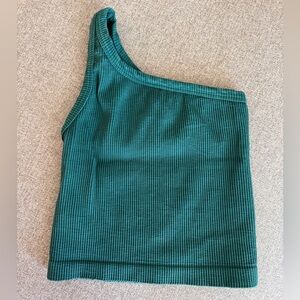 Nikibiki Teal One-Shoulder Ribbed Crop Top